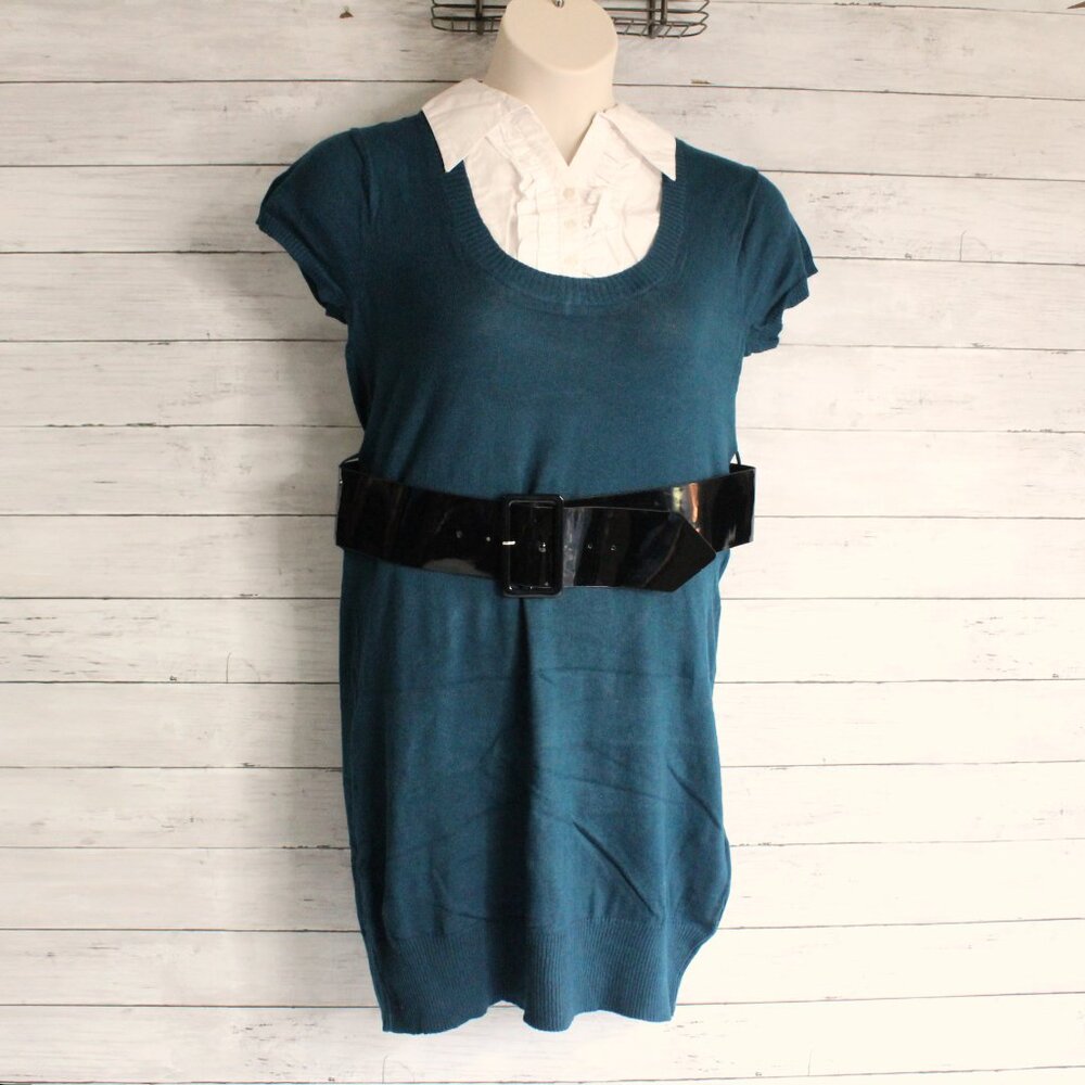 Derek Heart Vintage Tunic Sweater Plus Size 3X Short Sleeve Belted